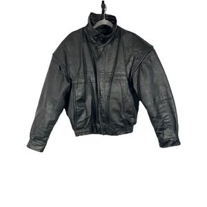 Vintage Phase 2 Leather Flight Jacket‎ Sherpa Lined 90s Grunge Rockstar Matrix